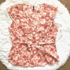 J.Crew Small Floral Peplum Cap Sleeve Cotton Top